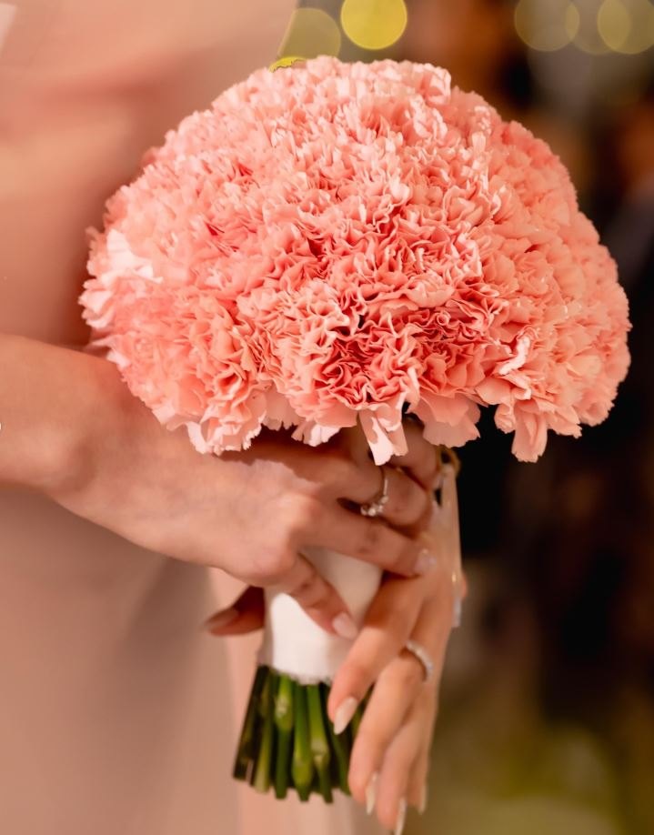 Bridal bouquet of pink carnations