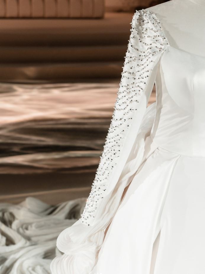 Beaded bridal sleeve detail